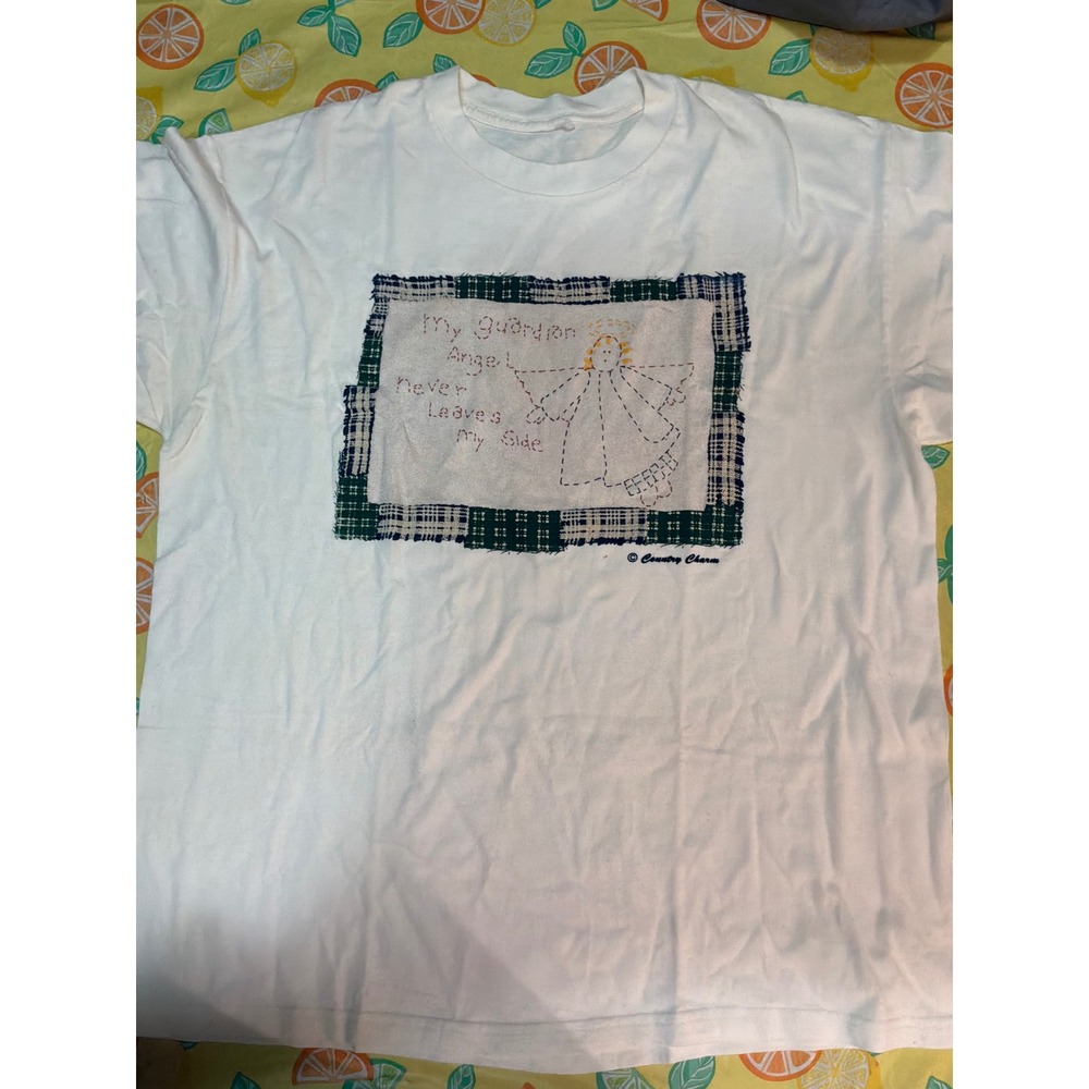 Cottagecore Womens Country Charm Guardian Angel Graphic‎ Tee XL White